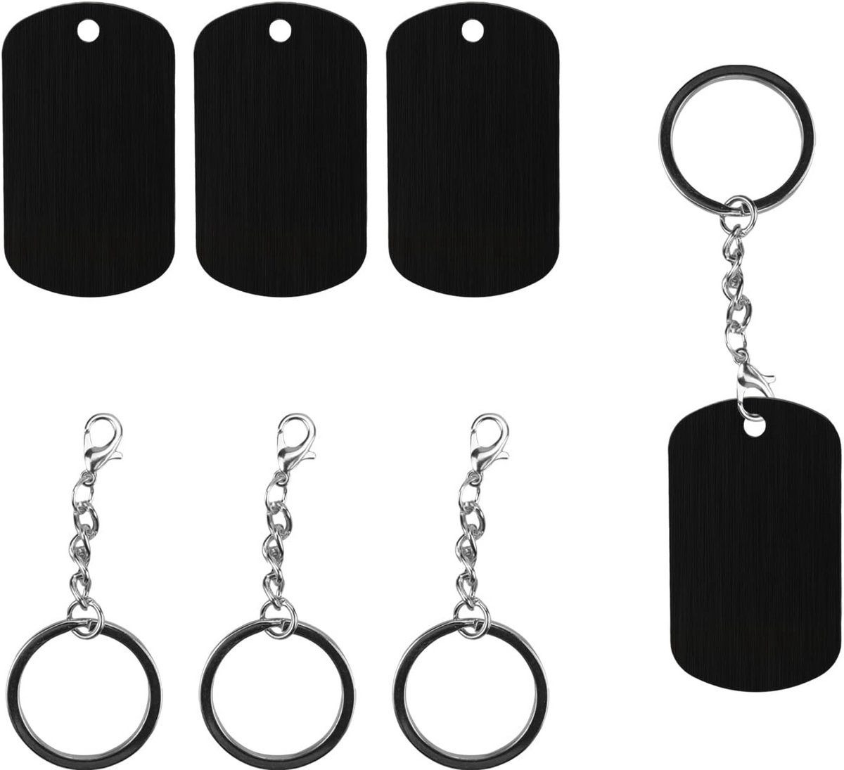 30 Stuks Hondenlabels - Blanco Schildvorm, Gepersonaliseerd, Aluminium, Zwart - Hondenpenningen en DIY Accessoires