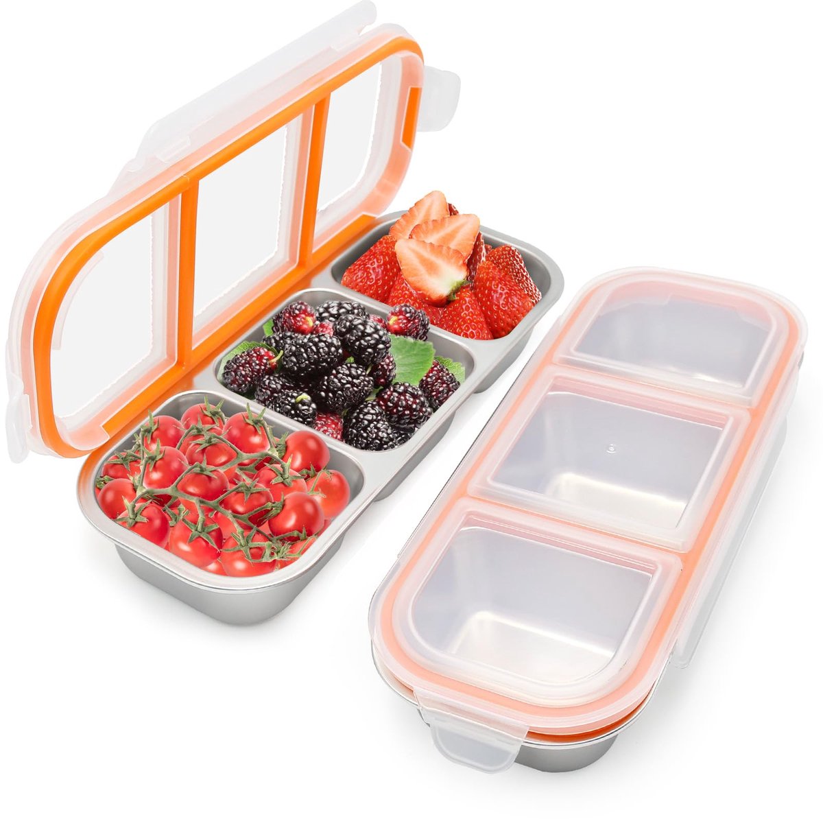 Unyqoos® snackbox met drie compartimenten voor diverse maaltijden