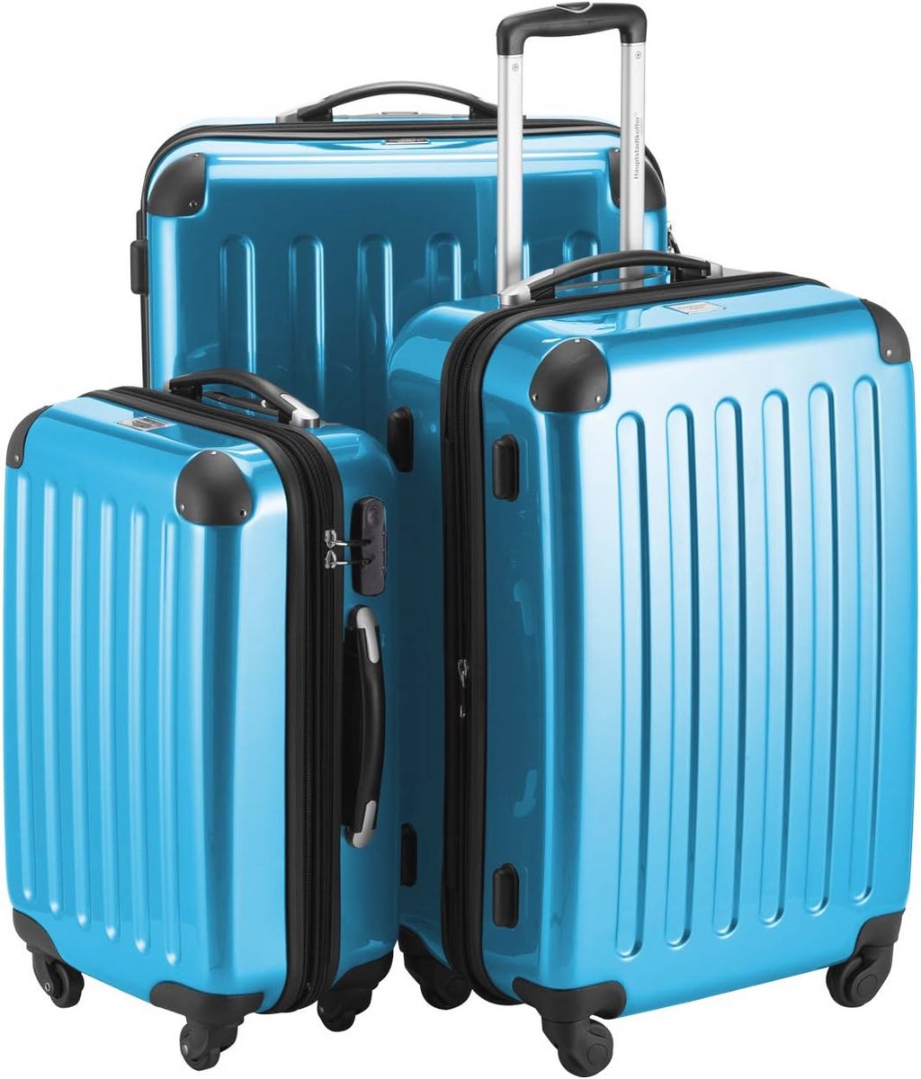 Lichtgewicht Harde Koffer Set met 4 Wielen in Blauw - Perfect voor Handbagage
