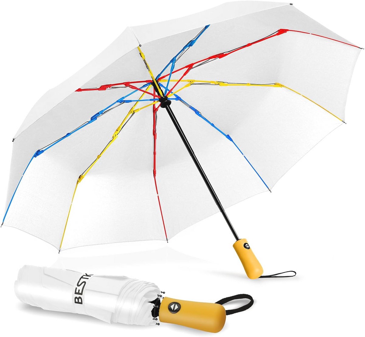 Opvouwbare automatische paraplu met led-verlichting - compacte en winddichte reisparaplu