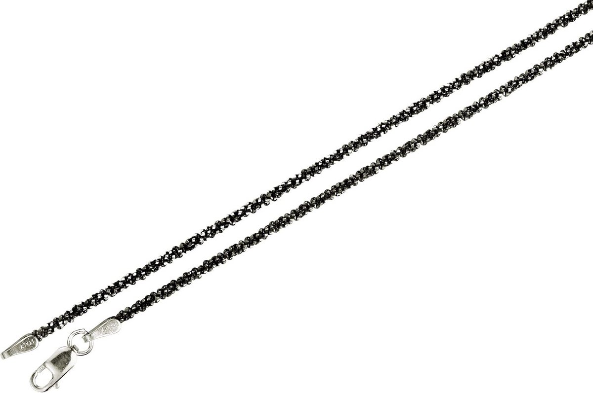 Criss-Cross Ketting 925 Sterling Zilver Zwart Diamantgeslepen Italiaans Design