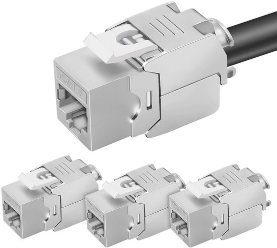 2x CAT 7 Keystone RJ45 Modul – 10 Gbit/s, 1000 MHz, Vollgeschirmt STP, Werkzeuglos, Für AWG 22-24, Patchpanel