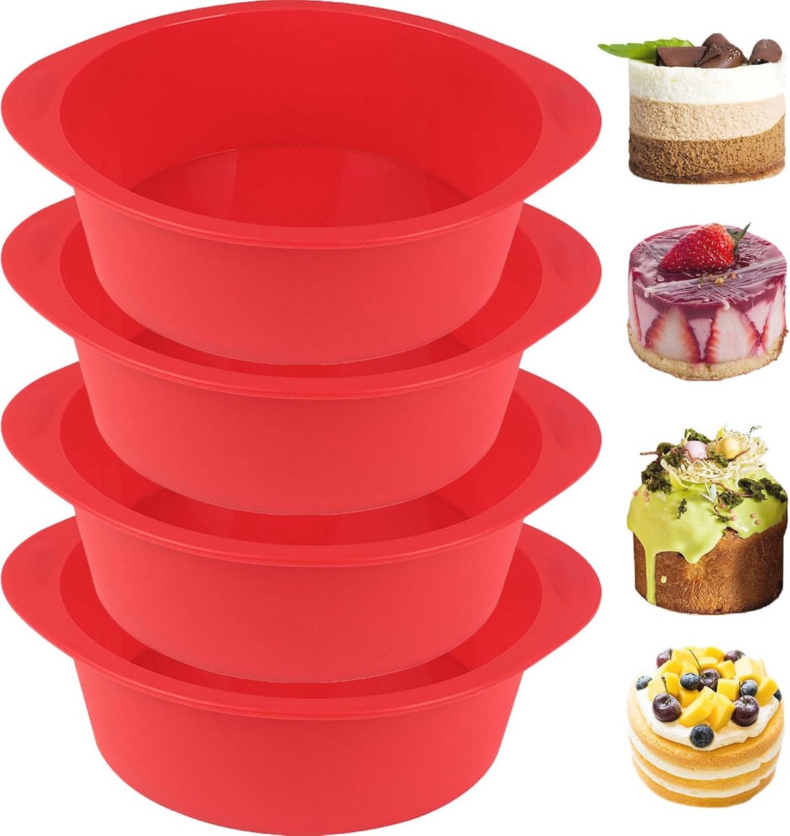 Ronde Siliconen Bakvormen - Set van 4 - 15 cm - Antiaanbak & Flexibel