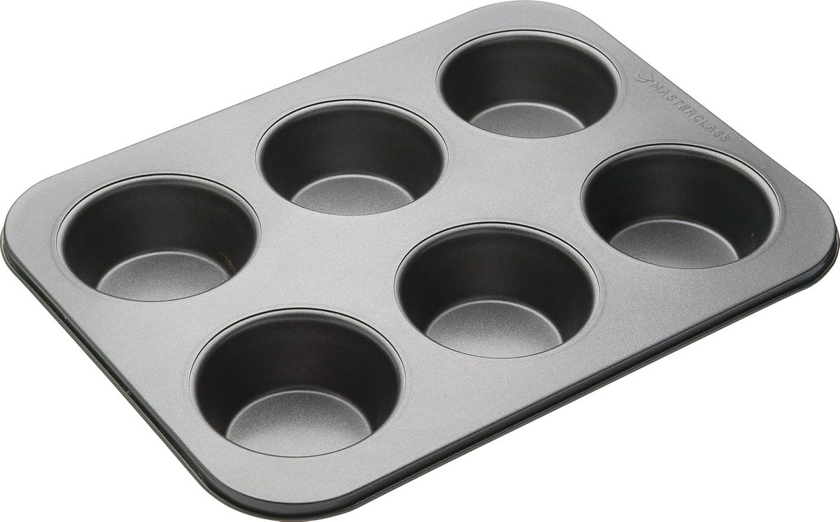 Diepe Muffinbakvorm 6 Gaten - Robuust Carbonstaal - Antiaanbak