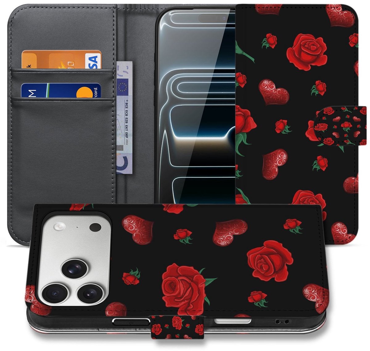 Apple iPhone 17 Pro Max Bookcase Hoesje Valentine Met Pasvakjes
