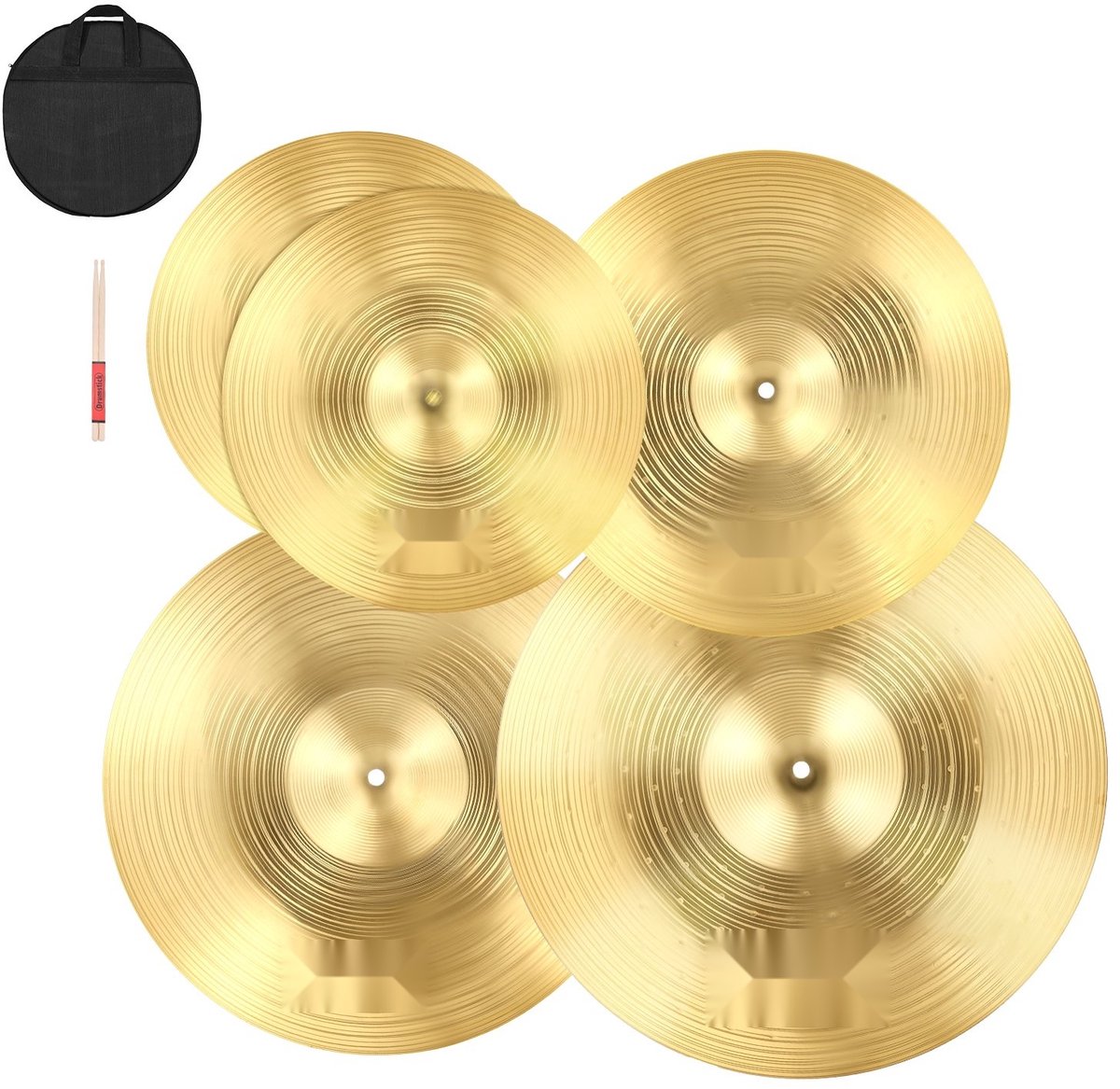 Bekkenset - Vierdelig - Hi-hat 35,5 cm - Crash 40/45,5 cm - Ride 50,5 cm - Bekkenlegering