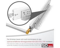 Uittrekelementen voor zwaar gebruik met vergrendelingsfunctie - Belastbaar tot 200 kg