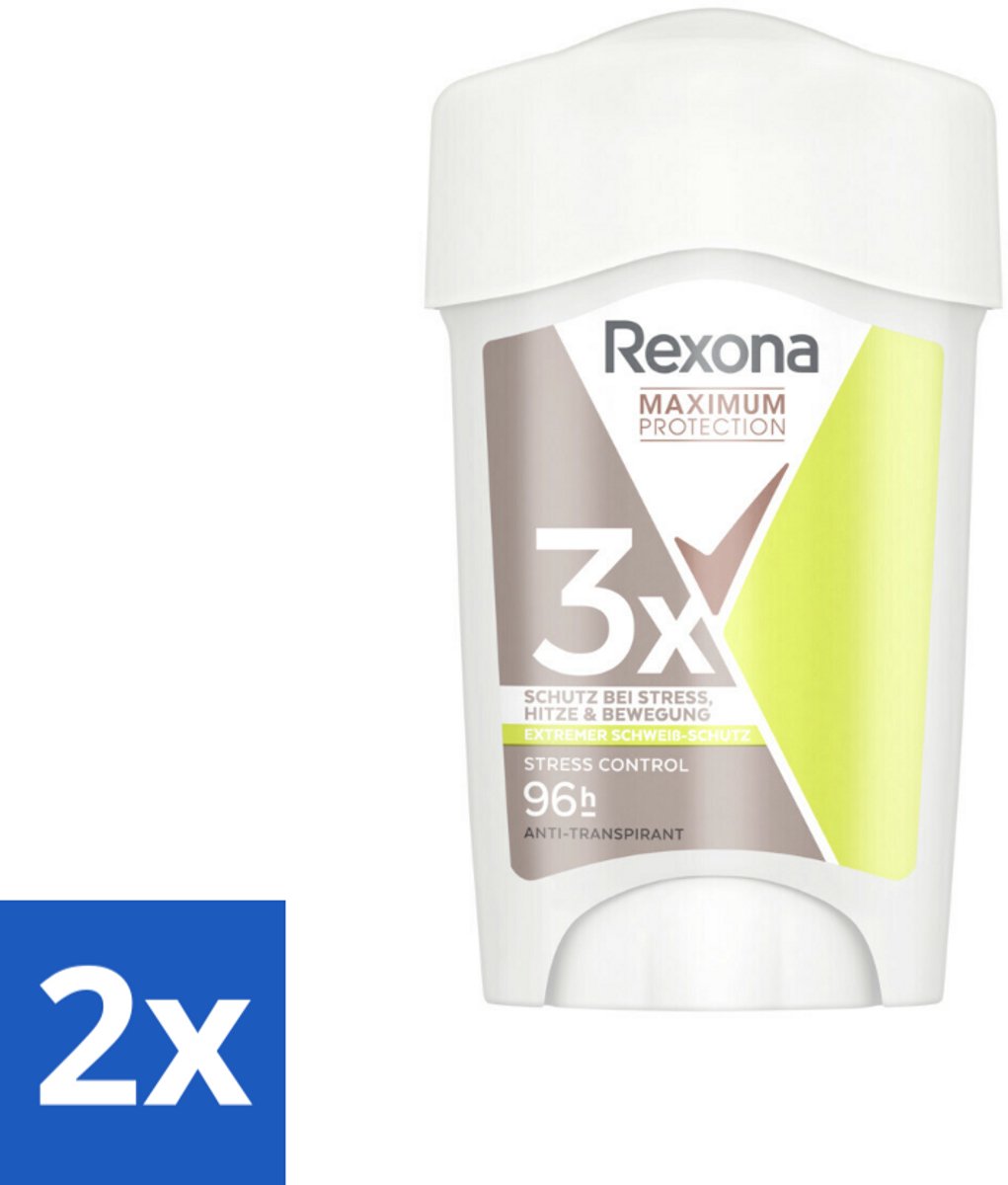 2 x Rexona - Deodorant Stick - Maximum Protection Stress Control Dry - Tegen Stresszweet - 45 ml - Anti-transpirant - Deodorant - Stresszweet - Zweetbescherming - Langdurige Bescherming