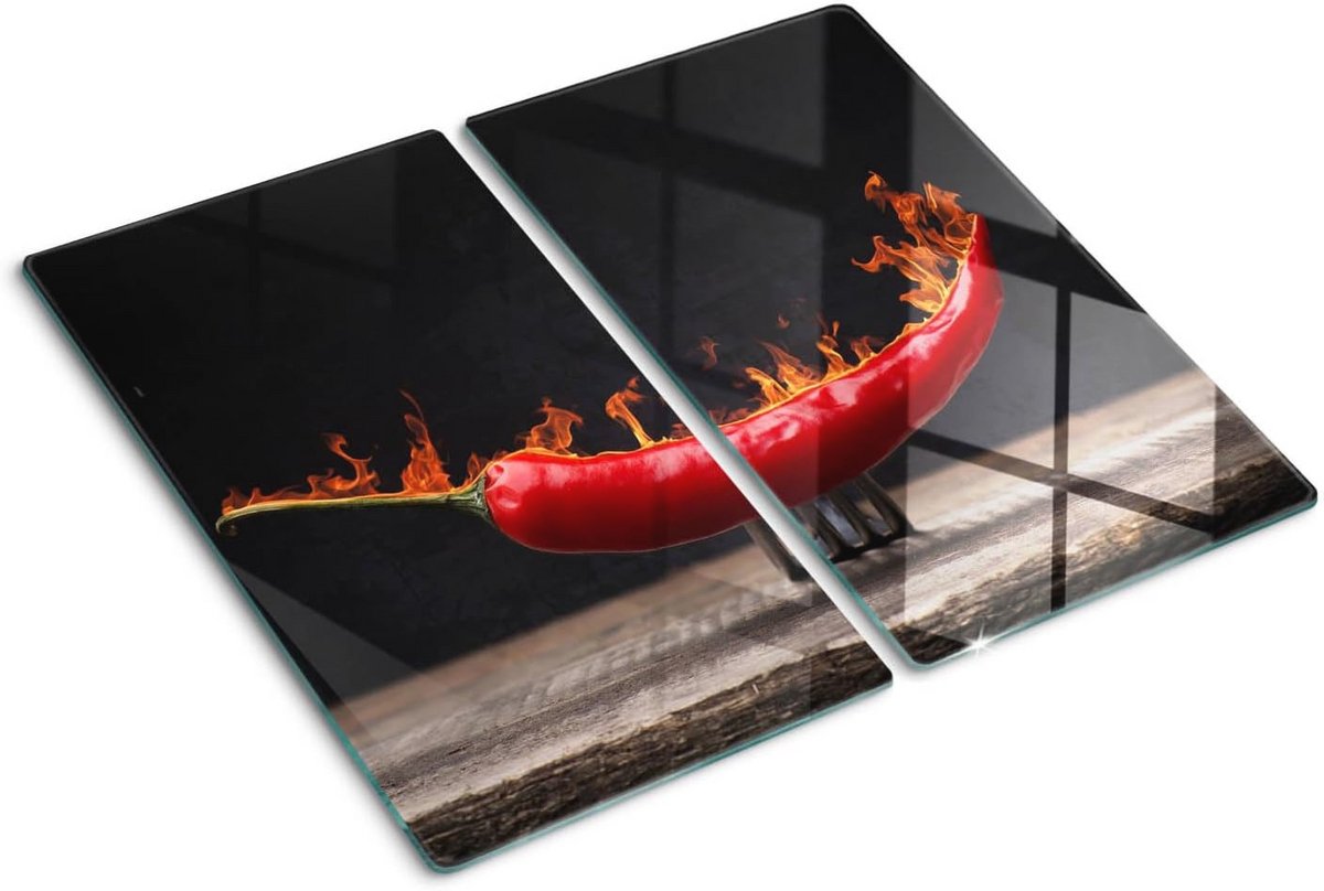 Glazen snijplank 2x30x52cm - Antislip Achterwand Kookplaatbescherming