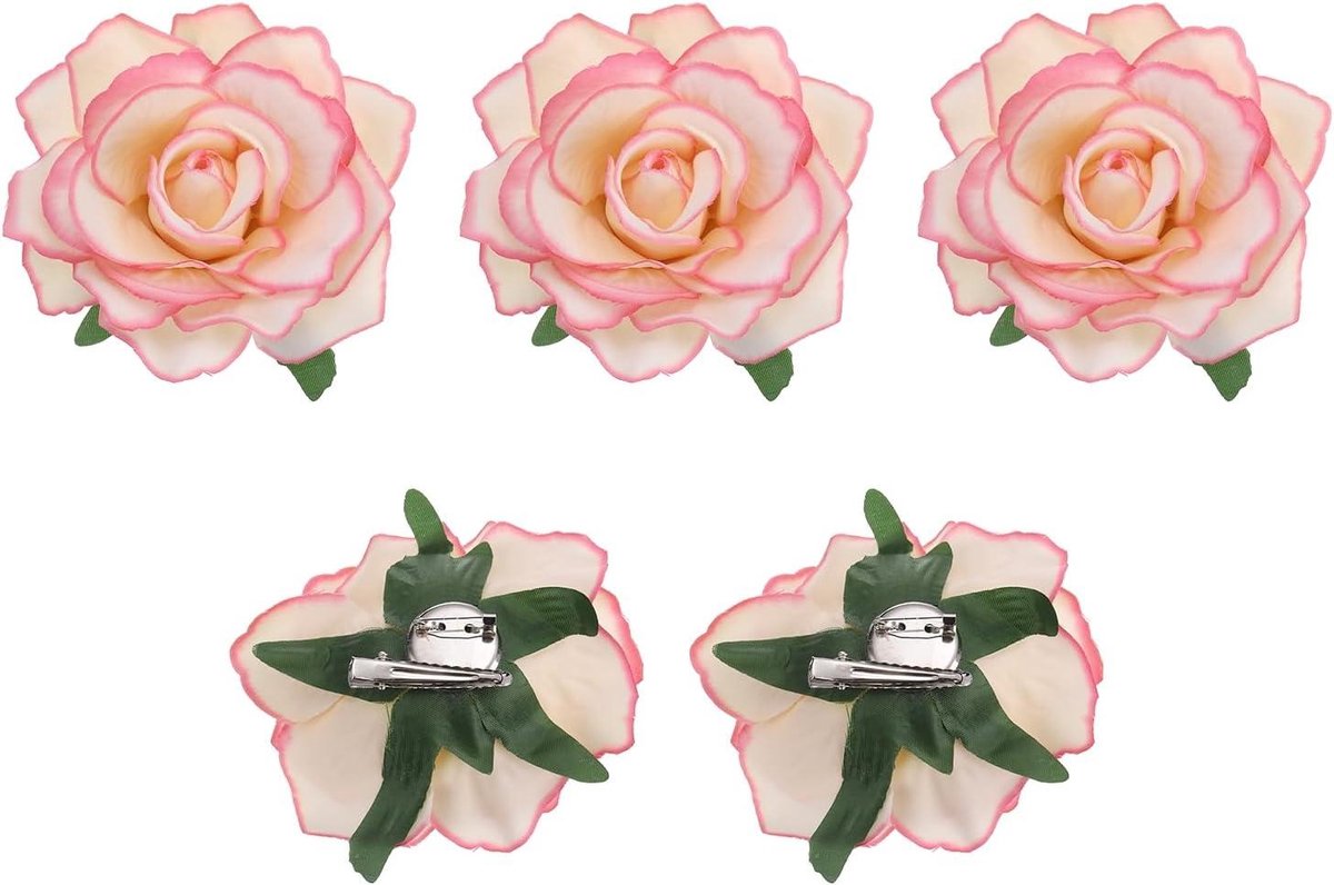 Allecta - Haarspeld Bloemen Assortiment voor Dames - Roze - Set van 5 stuks - Haaraccessoires voor Meisjes - Danseres - Party - Bruiloft - Strand - Geel - 10 cm