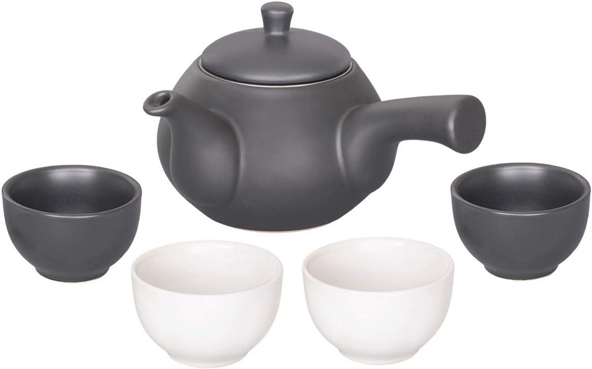 Japans keramische theeset - 5-delig met 500ml theepot en 4 kopjes