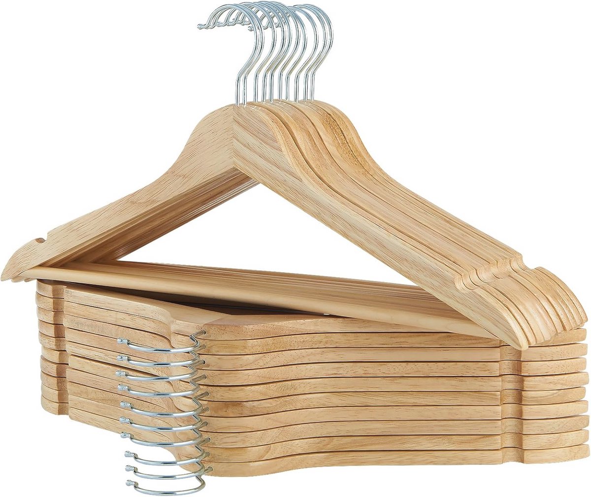 Massief Houten Hangers 20 Pack - Perfect voor Kledingorganisatie