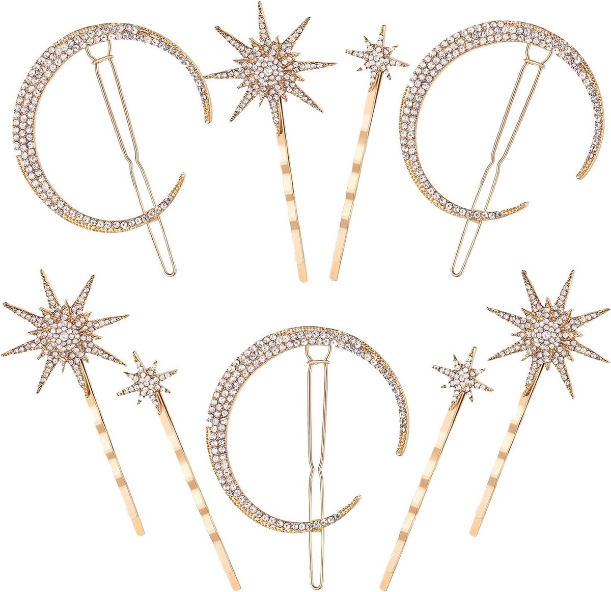 Elegante strass haarspelden set voor dames en meisjes - 9 stuks voor dik en dun haar