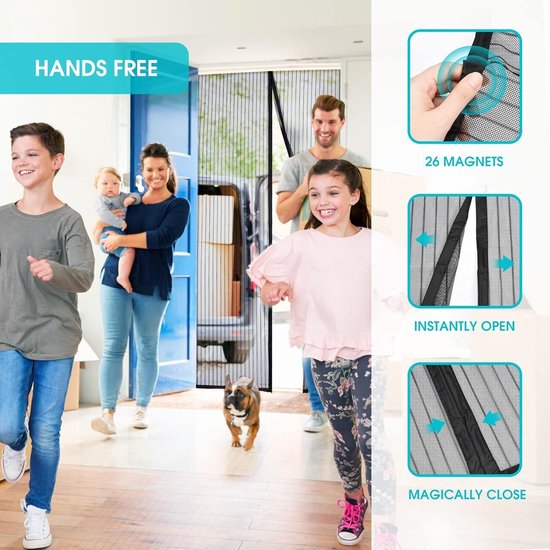 Home & Marker - 2 Stuks - Magnetisch Muskietennet - Deurhor - 100x210cm - Vliegengordijn - Anti-Insecten - Automatische Sluiting - Handsfree - INSECTPROTECT — afbeelding 2