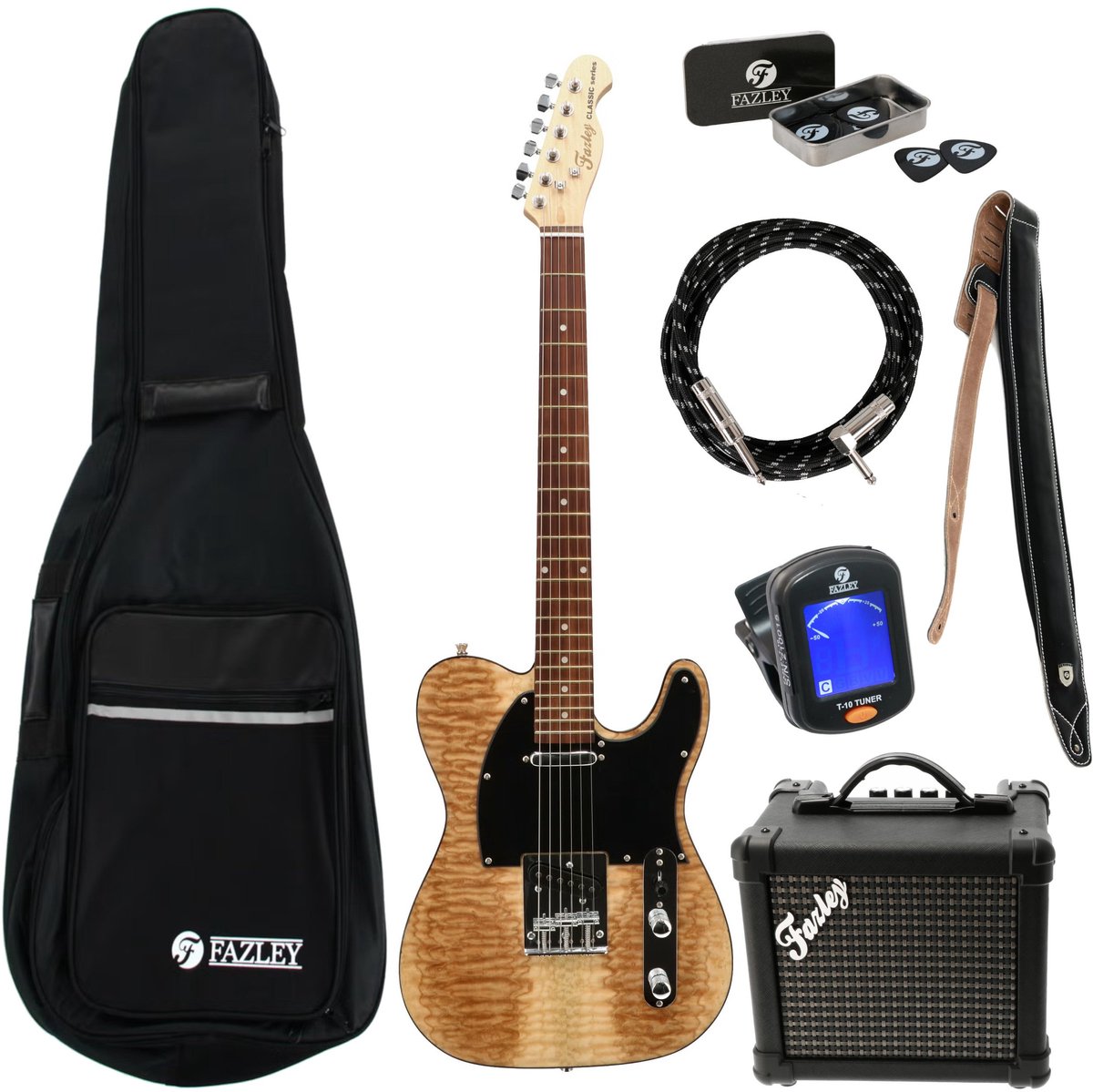 Elektrische gitaar starterset Fazley Classic Series FTL218 Ash Burl