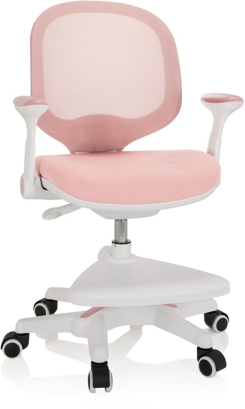 Hjh OFFICE Fancy II Kinderdraaistoel – Kunstleer, Wit, Hoogteverstelbaar, Belastbaar Tot 60 Kg, Met Remwielen, Moderne Stijl