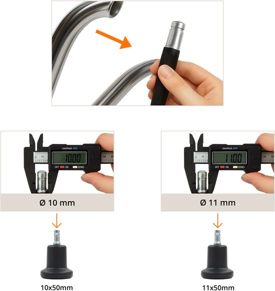 hjh office de sol pour chaise de bureau - Klein No 11 - Broche 11 mm - Set de 5 - Zwart