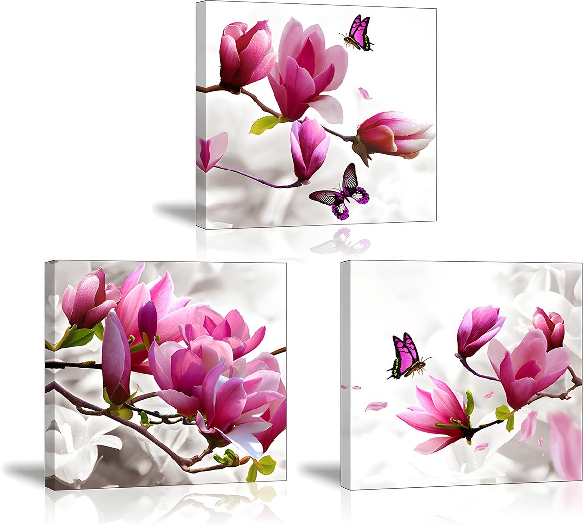 Unyqoos® Set van Drie Elegante Canvas Schilderijen met Orchideeën voor Wanddecoratie 30x30 cm