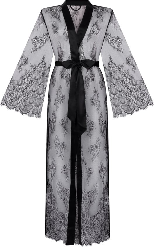 Hunkemöller Lange Kimono Allover Lace Zwart