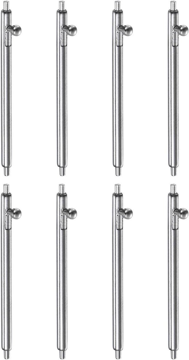 Allecta - Vervangende Armbandschakelpinnen voor Horlogebandjes - Set van 8 stuks - Roestvrij Staal - Snelsluit Veerpinnen - 21 mm breedte - 1,5 mm diameter