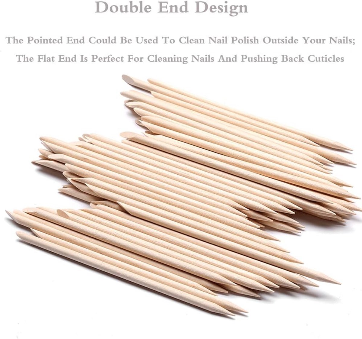 120 Stuks Oranje Houten Nagelsticks voor Manicure en Pedicure