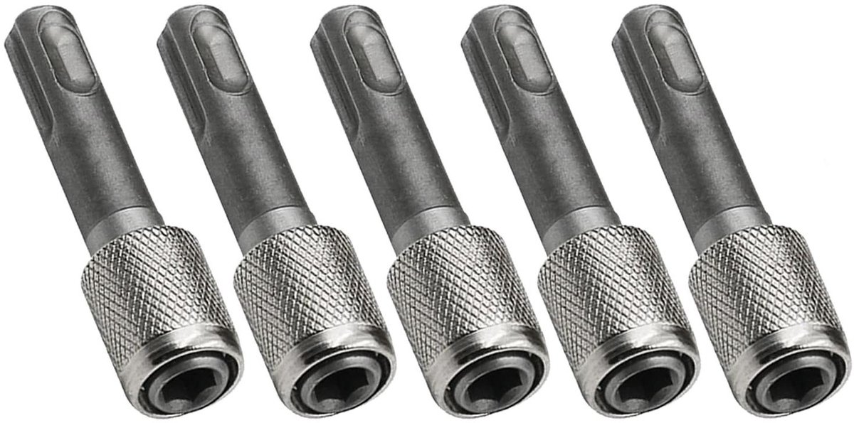 Dailygoods - SDS-Plus boorkopadapter - 5 stuks - Duurzaam en stevig - 6,35 mm - Zeskantige schroevendraaier - Voor elektrische hamer en slagboormachine