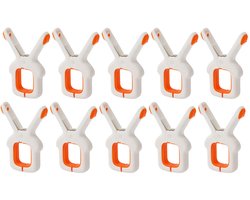 10-stuks Strandhanddoekclips - Wasknijperclips - Diefstalbestendige wasknijperclips - Ligstoelclips - Windbestendig - Geschikt voor binnen- en buitengebruik - Geschikt voor het drogen van handdoeken, kleding en beddengoed - Wit, oranje