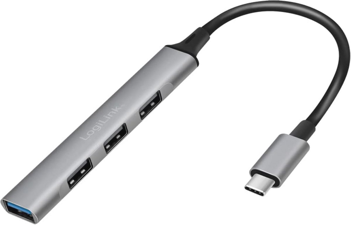 Dunne USB 3.2 Gen1 Type C Hub met 4 Poorten en Aluminium Behuizing