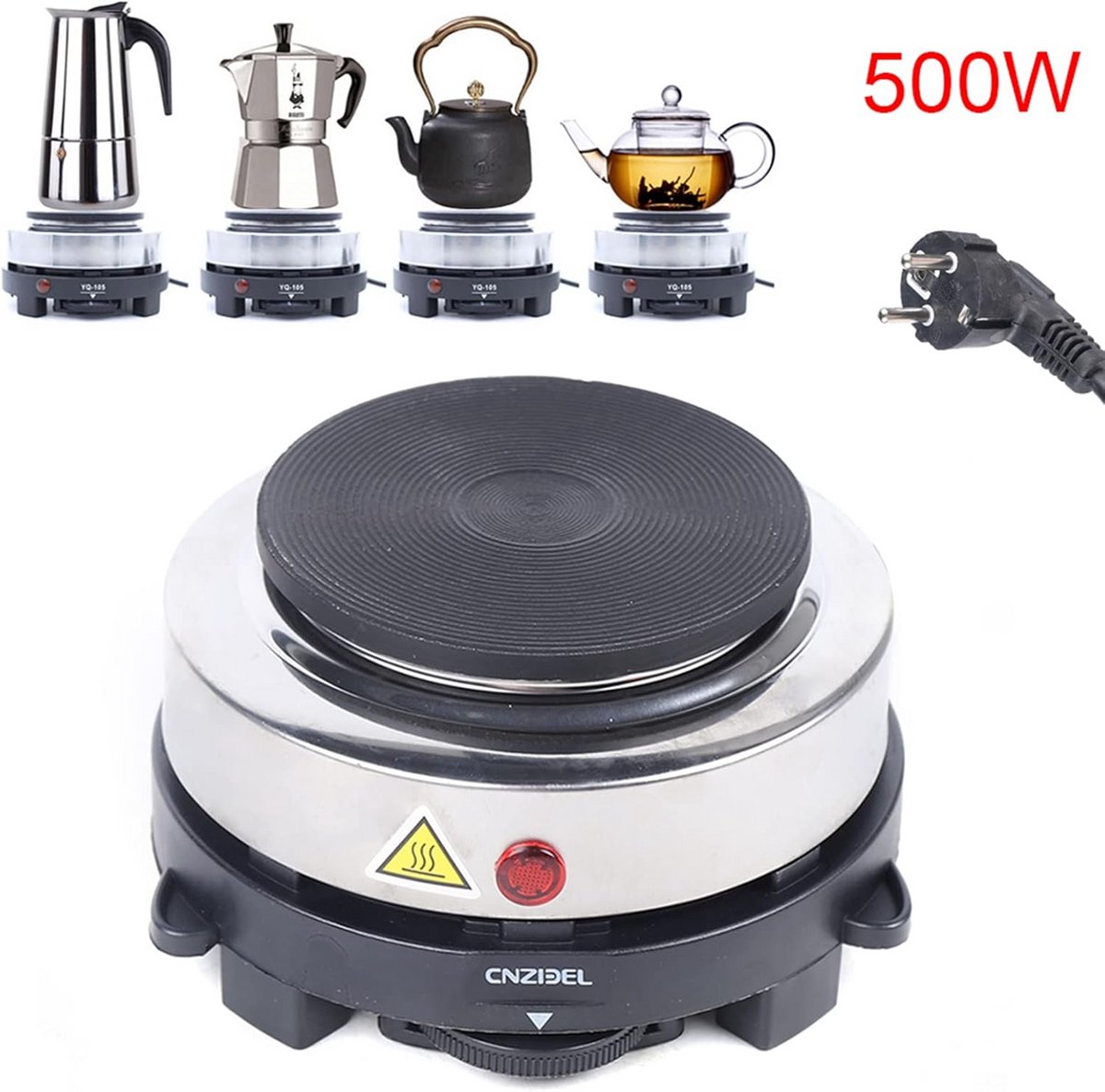 Draagbare Elektrische Kookplaat met 6 standen Verwarming voor Keuken Kantoor & Camping (500W)