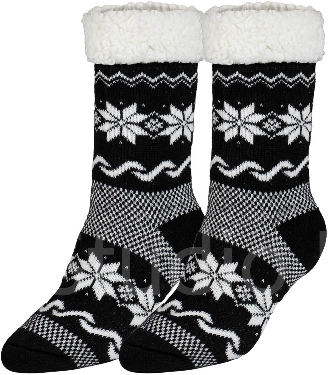 Warme Heren Winter Sokken met Teddy Voering en Antislip Zolen - Dikke Thermo Sokken