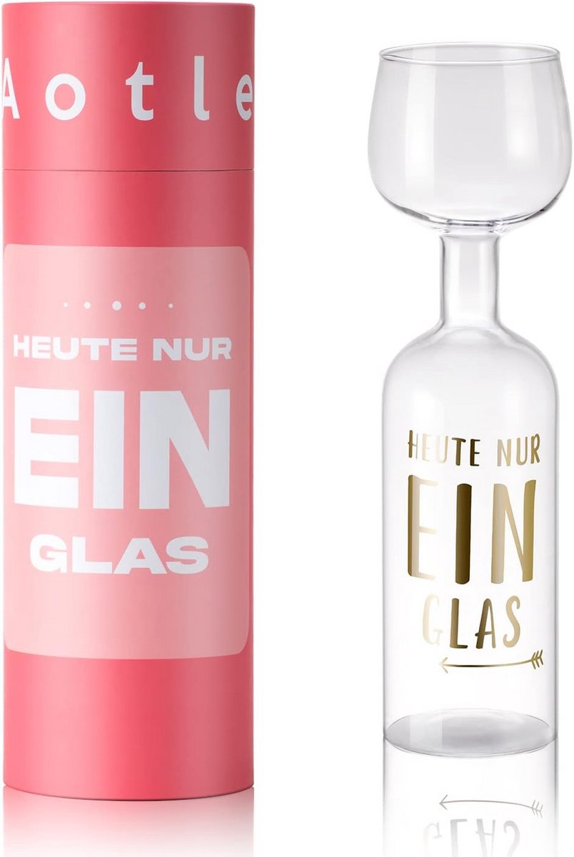 Grappig Wijnfles Glas 750ml - Groot Wijnglas met Tekst voor Cadeau