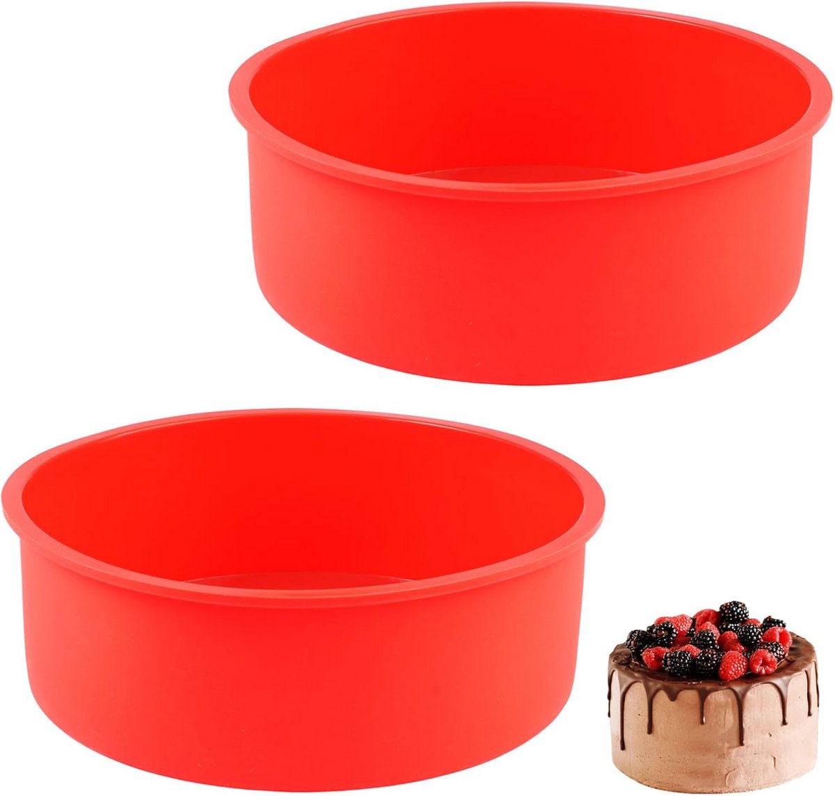 Set van 2 Ronde Silicone Bakvormen 15 cm Non-Stick