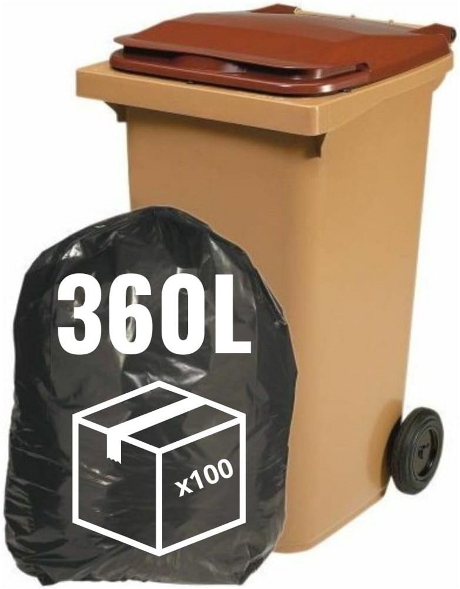 Extra Grote Vuilniszakken 360 Liter - 100 Stuks Inclusief Deksel - Professionele Kwaliteit 30µ