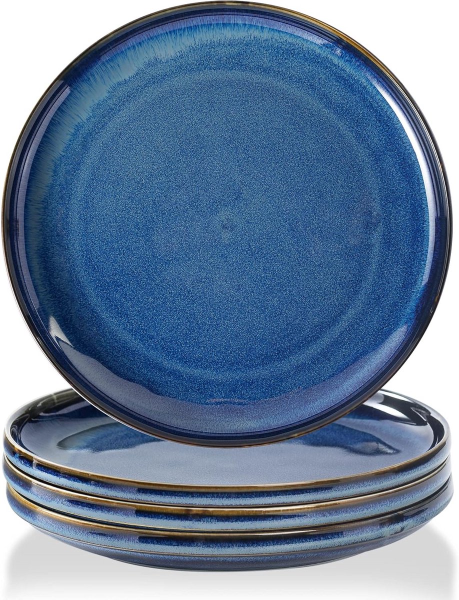 Set van 4 Grote Keramische Dinerborden en Saladeborden - 10 Inch