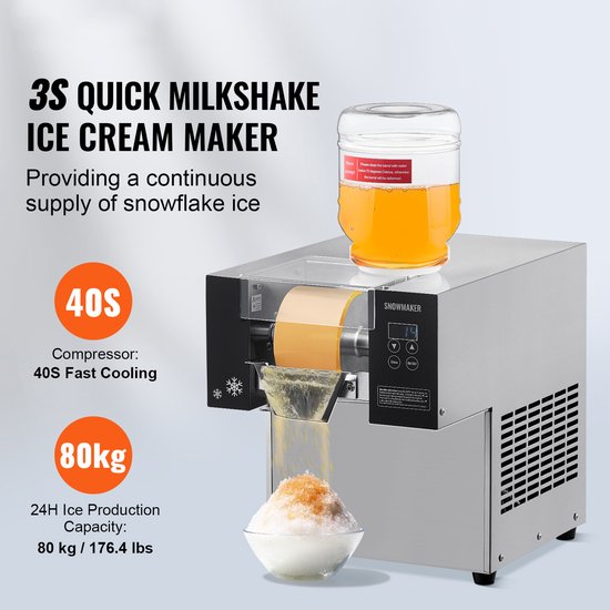 Commerciële Snowflake Ice Maker van - Vermogen van 176,4 Pond/24 Uur Voor Ultieme Koeling van Merkloos — afbeelding 4