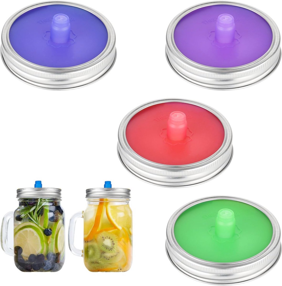Set van 4 Universele Siliconen Fermentatiedeksels voor Weckpotten en Potten