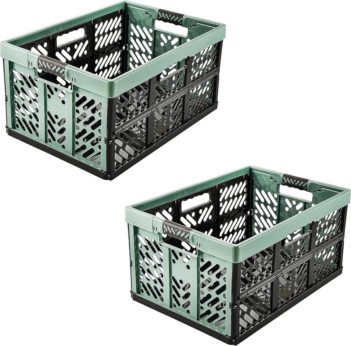 2x Stevige Professionele Opvouwbare Kratten met Soft-Touch Handvatten - 45L