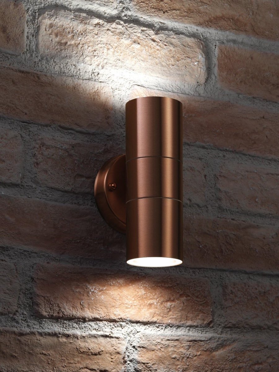 RVS Up & Down Buiten Binnen Wandlamp Koperkleur - IP44 Weerbestendig - Inclusief Koelwit LED