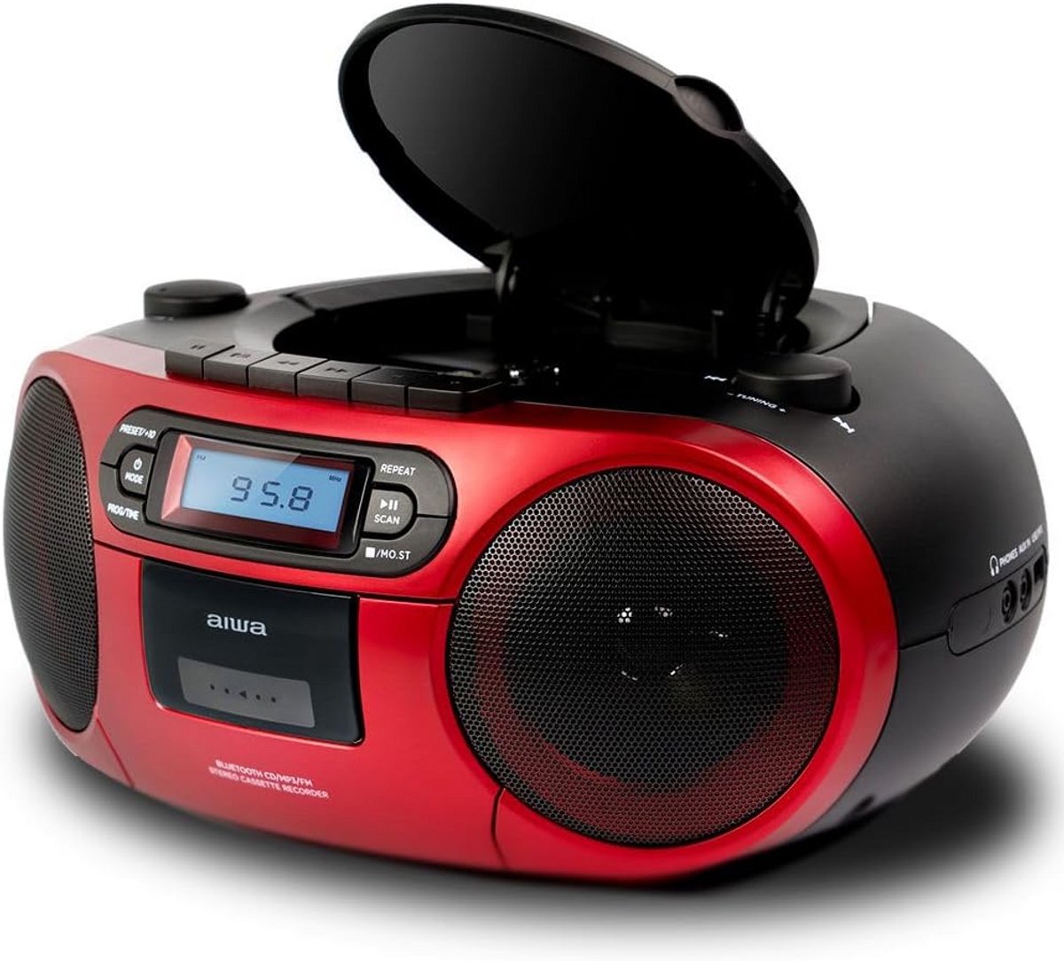 Draagbare Cassette-/CD/USB/Bluetooth Boombox met FM Radio