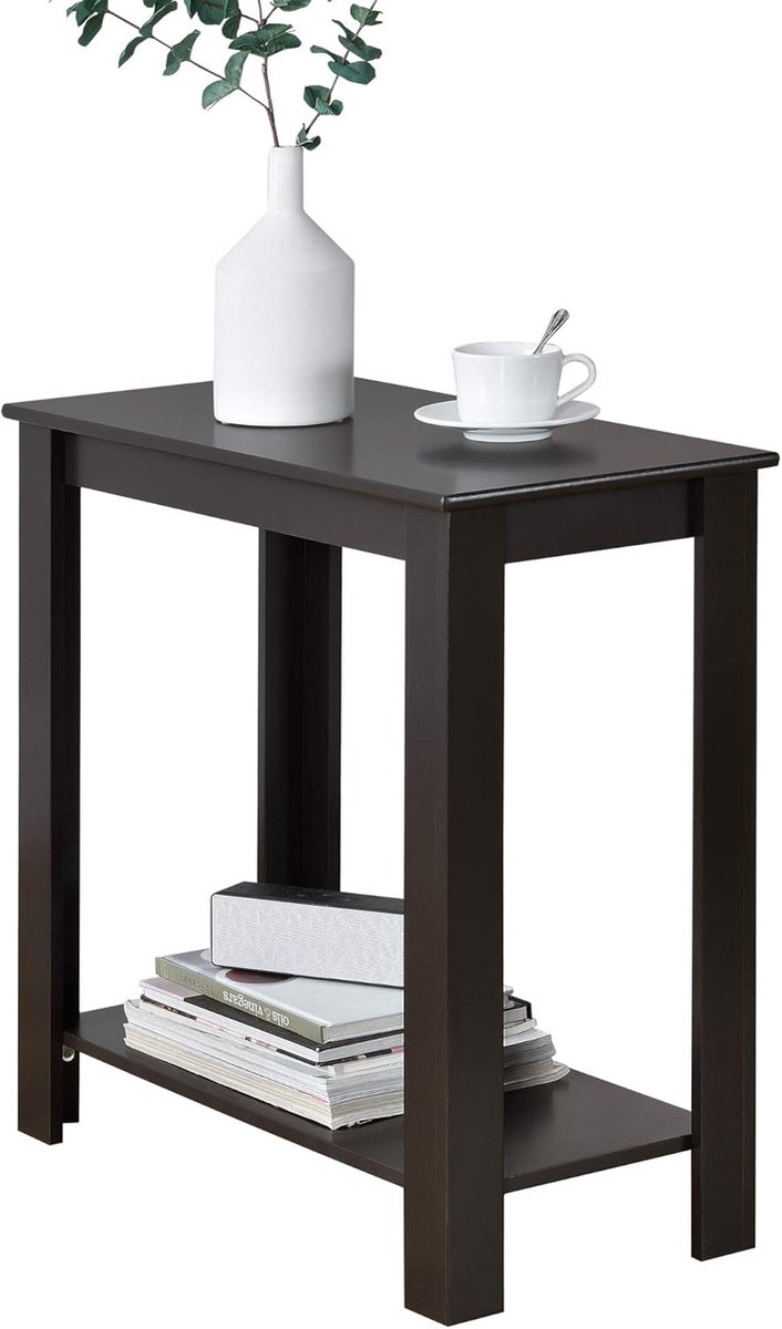 Eigentijdse Bijzettafel Chur met Opbergplank Donkerbruin MDF 60x30 cm