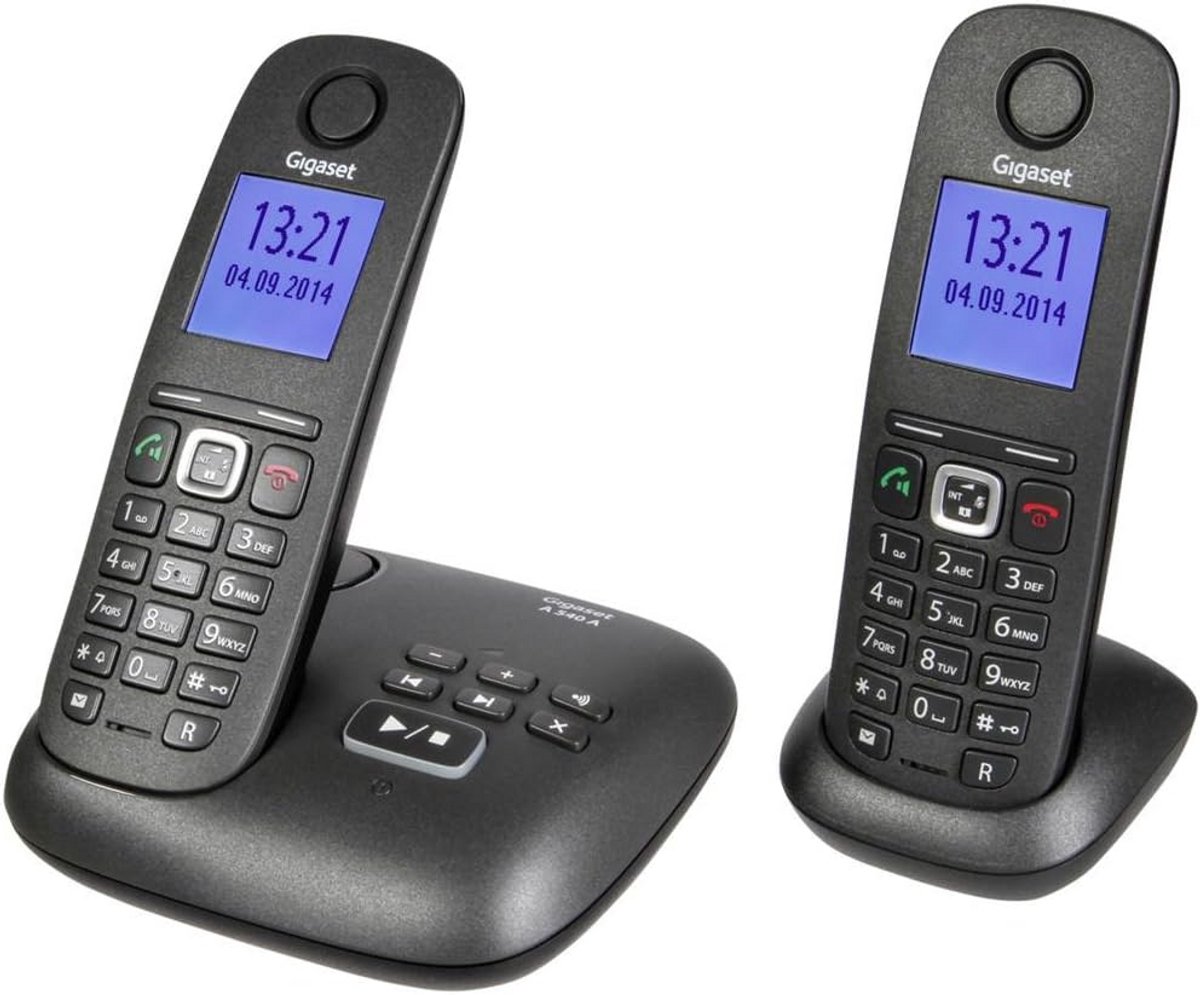 Draadloze DECT Telefoonset met Antwoordapparaat, Duo (Zwart/Antraciet)