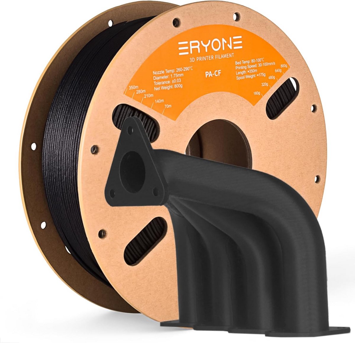 Carbon Fiber PA12 Nylon Filament 1.75mm voor 3D Printer - Hoge Sterkte (800g)