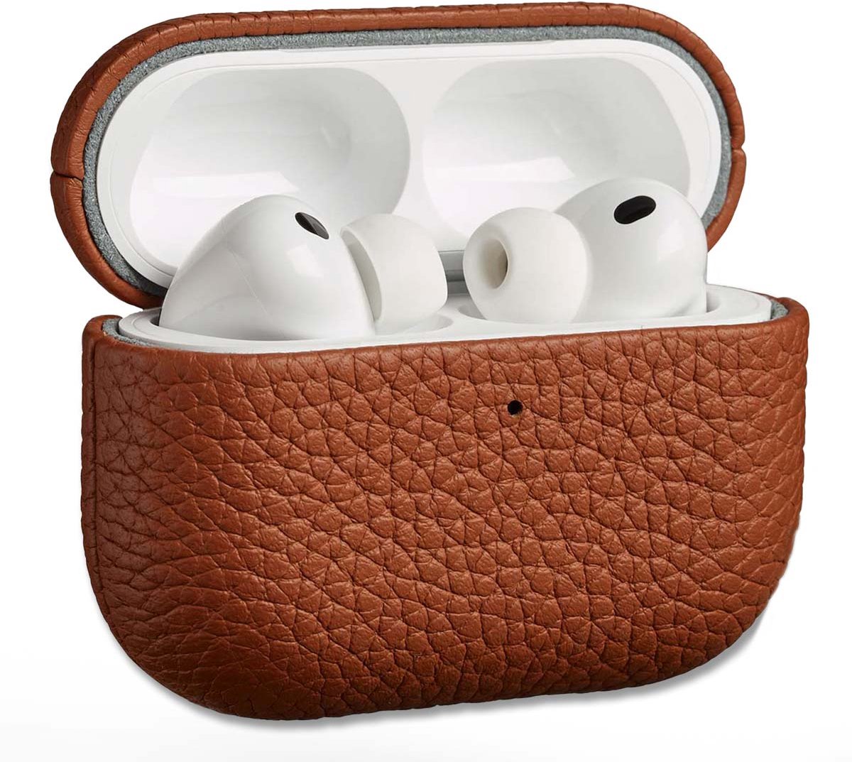 Accezz Echt Leren Case - Hoesje geschikt voor AirPods Pro 3 - Cognac