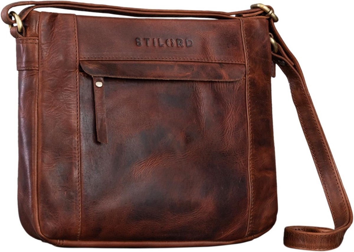 Vintage Leren Schoudertas voor Vrouwen - Crossbody Handtas in Cognac