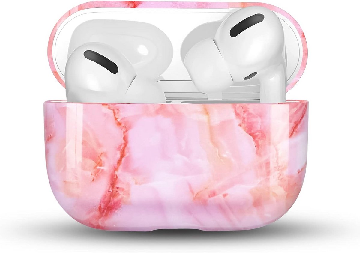 Stijlvolle Harde Beschermhoes met Marmeren Patroon voor AirPods Pro Oplaadcase - Schokbestendig & Lichtgewicht