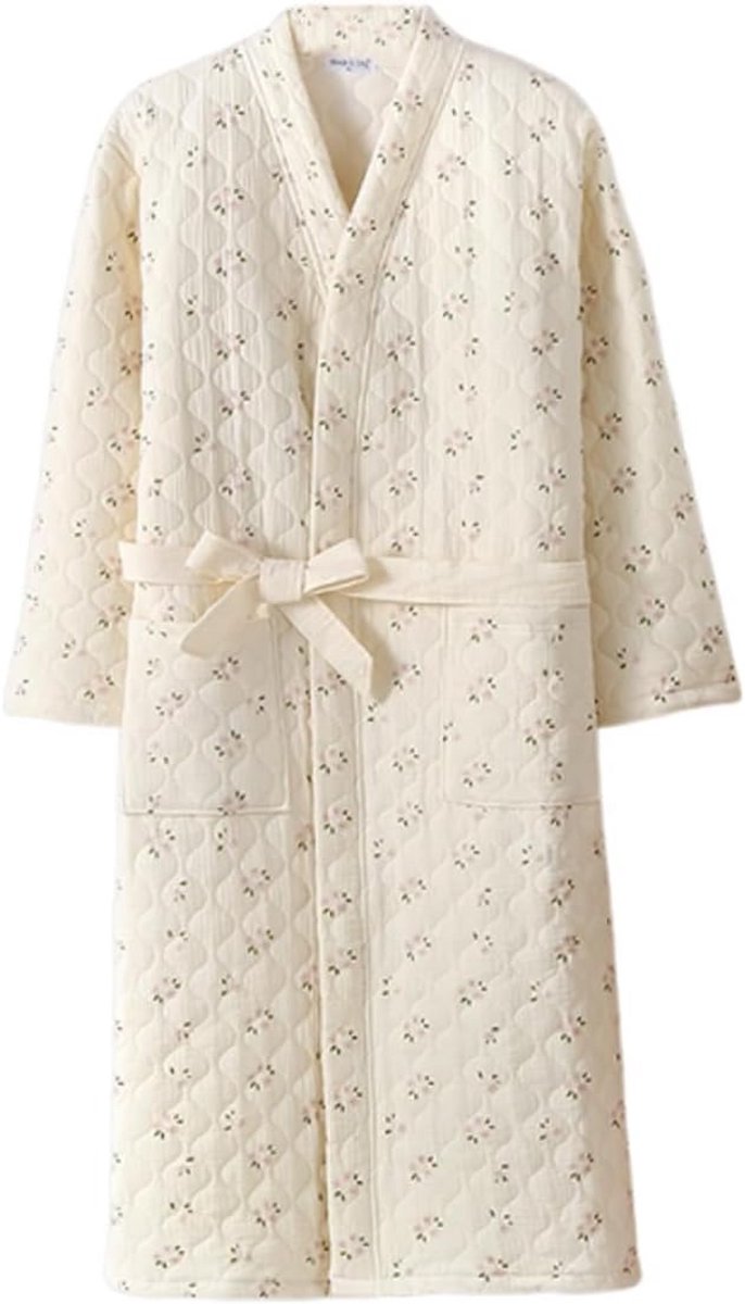 Dames Katoenen Gaas Badjas Gewatteerd Spa Kimono