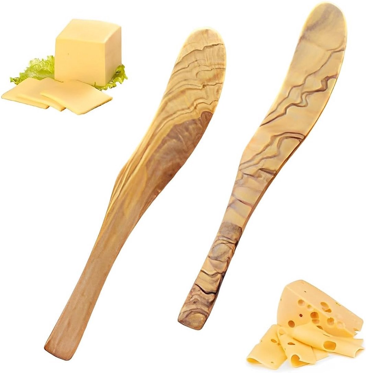 2x Houten Botermes, Broodmes en Kaasmes – Ideaal voor Boter, Jam en Taart
