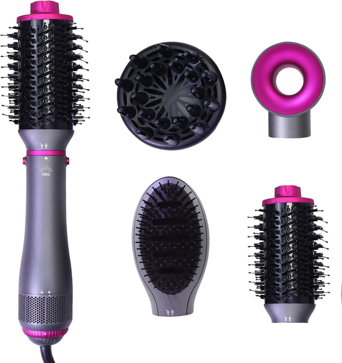 Haarstyler Set 4-in-1: Föhnborstel, Stijltangborstel & Diffuser met Negatieve Ionen