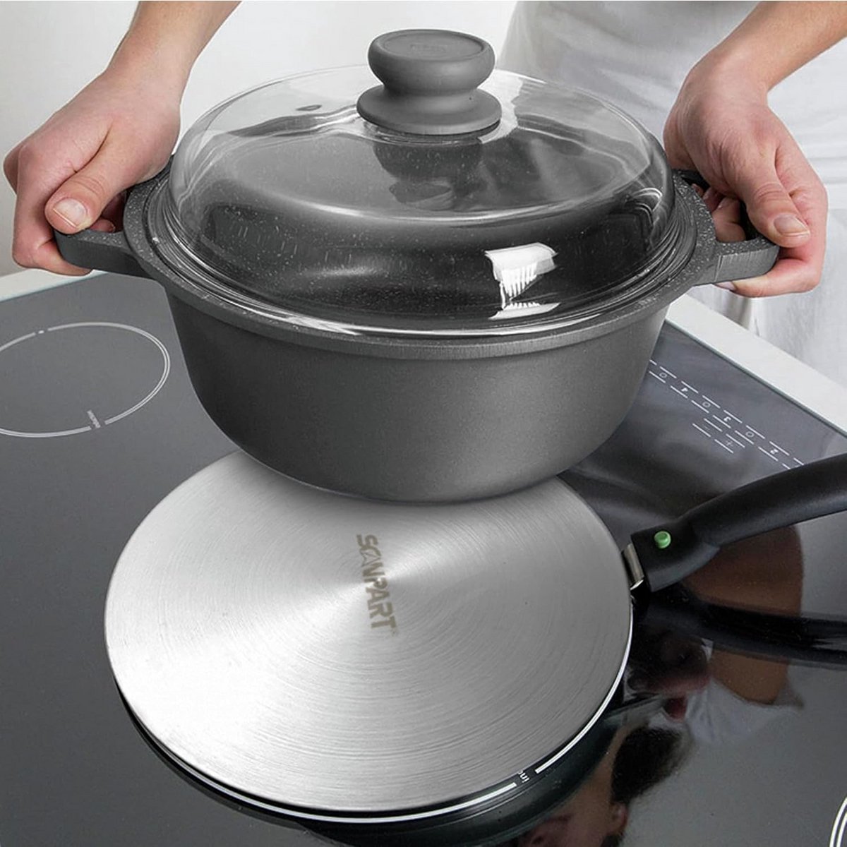Inductie Adapterplaat RVS 22 cm - Geschikt voor Alle Pannen op Inductie