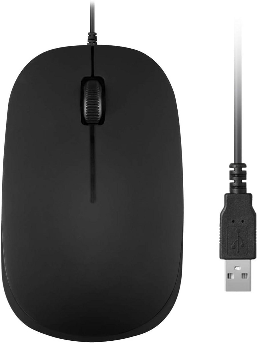 Bedrade Optische Muis met USB, 3 Knoppen en 1000 DPI, Zwart